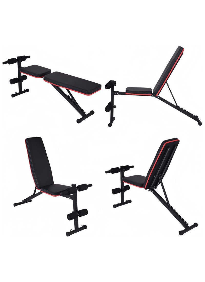 KUYING home gym adjustable weight bench, folding dumbbell bench press exercise, with ultimate elastic rope, maximum capacity 250Kg tilt sit-ups, 3 seconds folding full body exercise, black  - Image 2