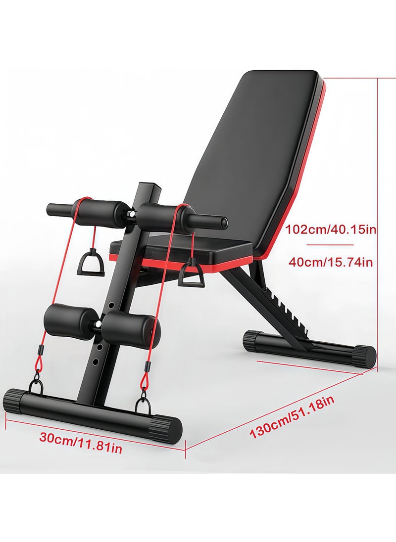 KUYING home gym adjustable weight bench, folding dumbbell bench press exercise, with ultimate elastic rope, maximum capacity 250Kg tilt sit-ups, 3 seconds folding full body exercise, black  - Image 3