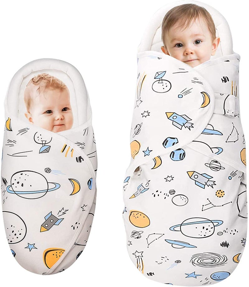 Knirose Baby Swaddle Blankets Unisex Baby Blanket Wrap for Newborn Baby Boys Girls Skin Friendly Wearable Swaddle Sleep Sack Made of Combed CottonPlanet White 03 Months 36 Months