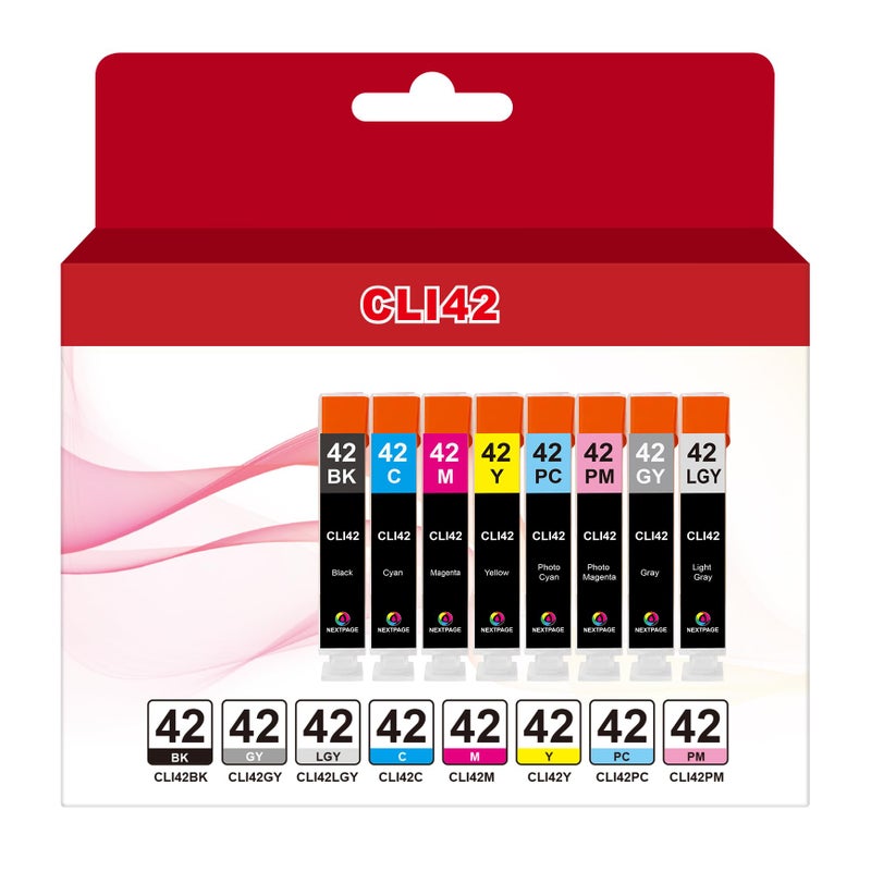 NEXTPAGE Compatible Ink Cartridges Replacement for Canon CLI42 8 Pack for PIXMA PRO-100 Printer, Canon Ink CLI 42 CLI-42 Ink Cartridge Use in Canon pixma pro 100 Printer - Image 1