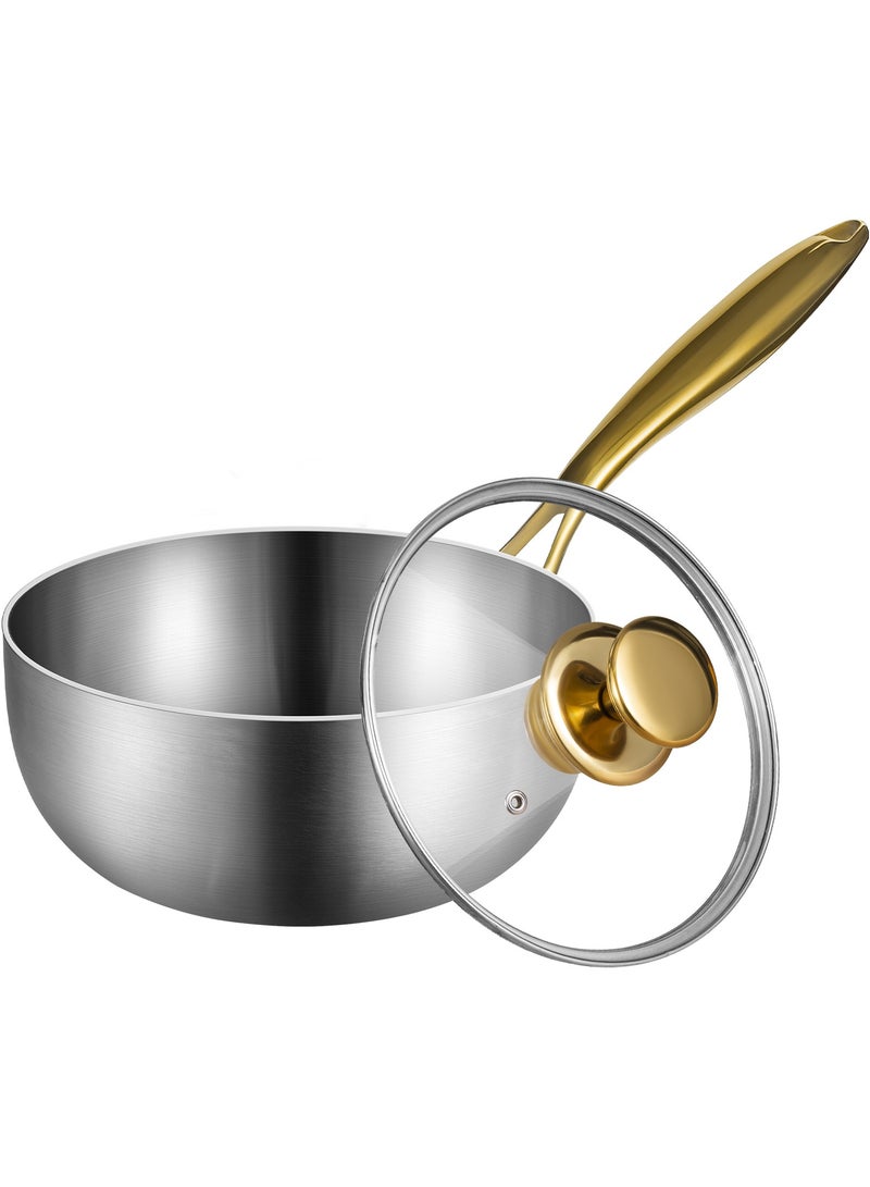 Stainless Steel Triply Professional Grade 3.5 Quart Sauce Pan with Lid  - Image 1