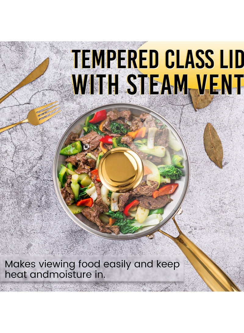 Stainless Steel Triply Professional Grade 3.5 Quart Sauce Pan with Lid  - Image 4
