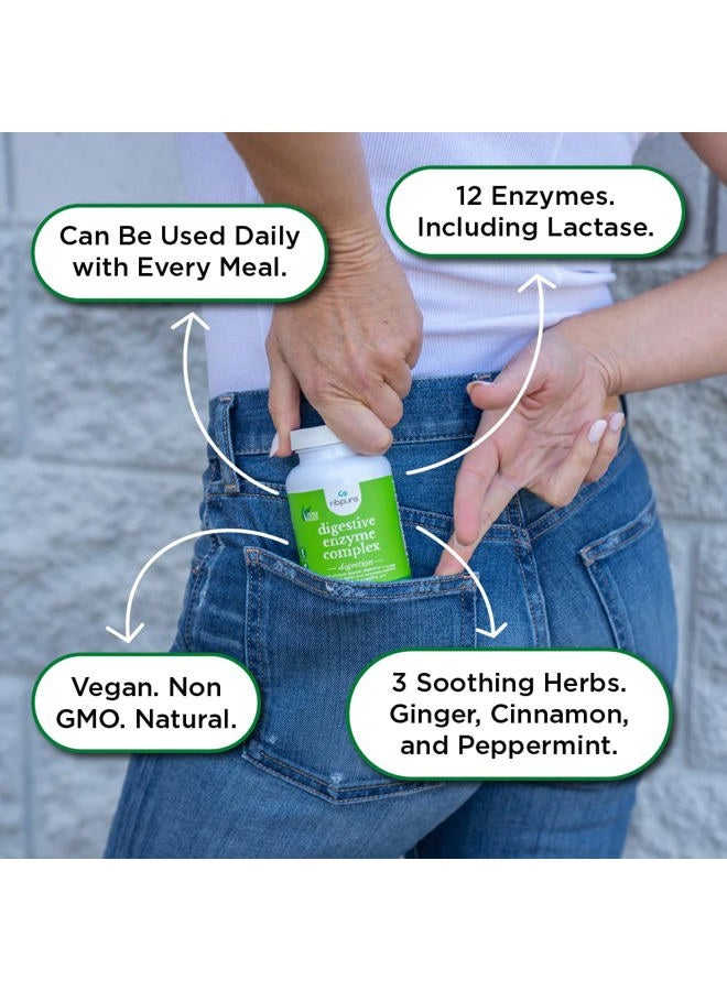 Nbpure Vegan Digestive Enzyme Complex – Daily Bloating, Gas, & Food Digestive Support for Women & Men – 12 Enzymes & 3 Herbs – Lactase, Protease, Lipase, Ginger, Cinnamon, Peppermint + More - Image 4