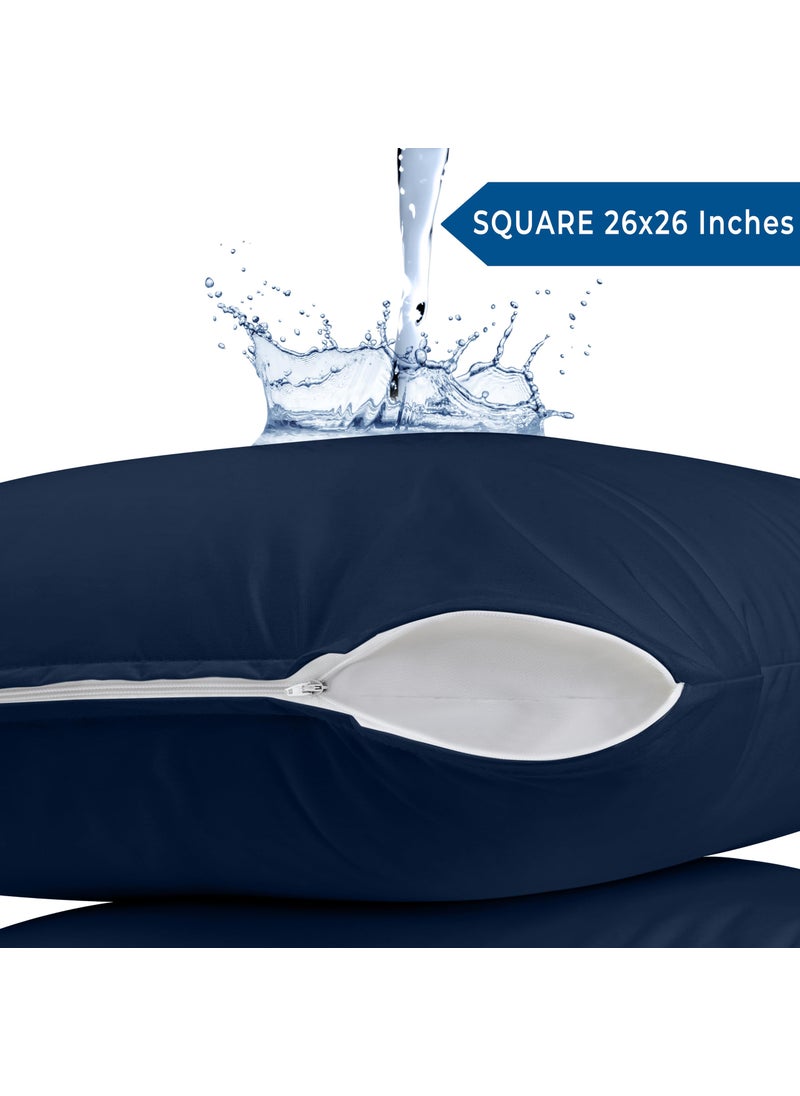 Utopia Bedding Utopia Bedding Waterproof Throw Pillow Protectors (No Pillow Inserts) with Zipper European (2 Pack  Navy Blue)  Outdoor Bed Couch Decorative Pillow Encasement Covers  - Image 2