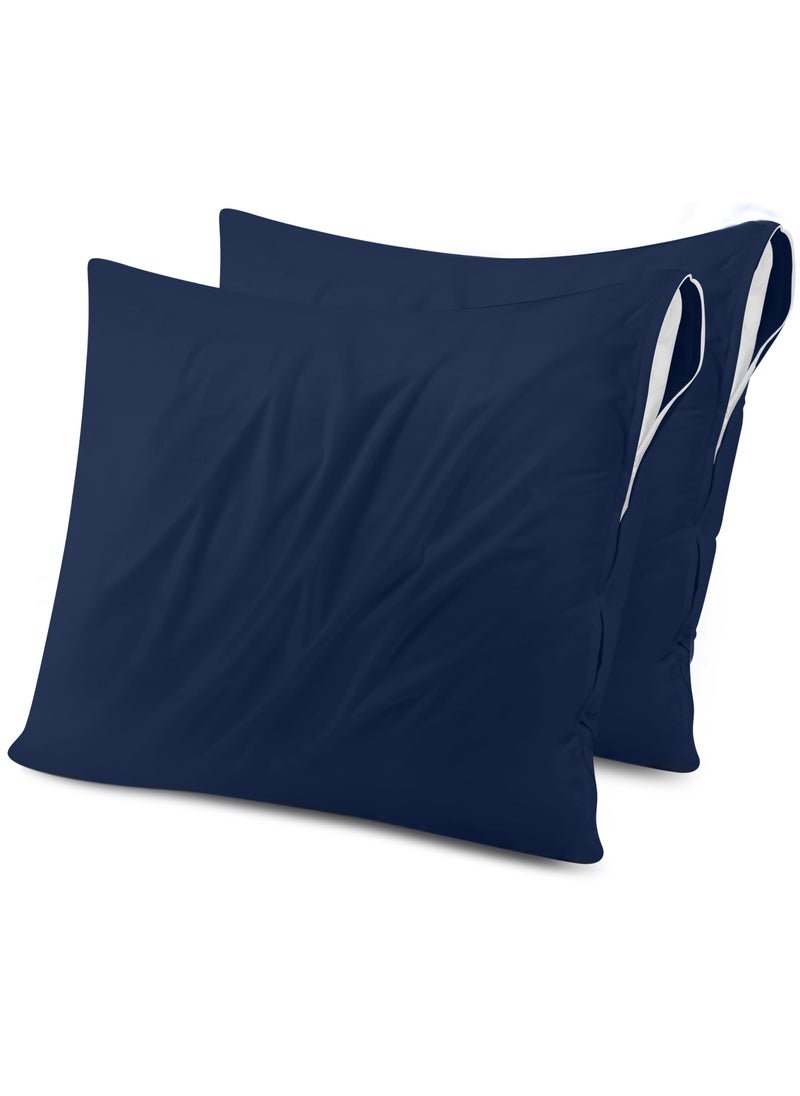 Utopia Bedding Utopia Bedding Waterproof Throw Pillow Protectors (No Pillow Inserts) with Zipper European (2 Pack  Navy Blue)  Outdoor Bed Couch Decorative Pillow Encasement Covers  - Image 1