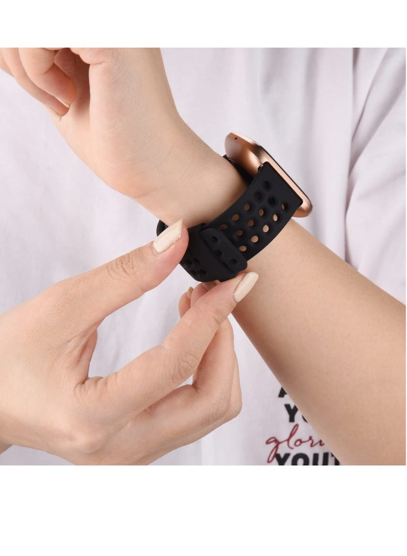SYOSI Wristbands Soft Silicone Bands for Fitbit Versa 2 Straps Women and Men Breathable Replacement Large Black White Gray - Image 5