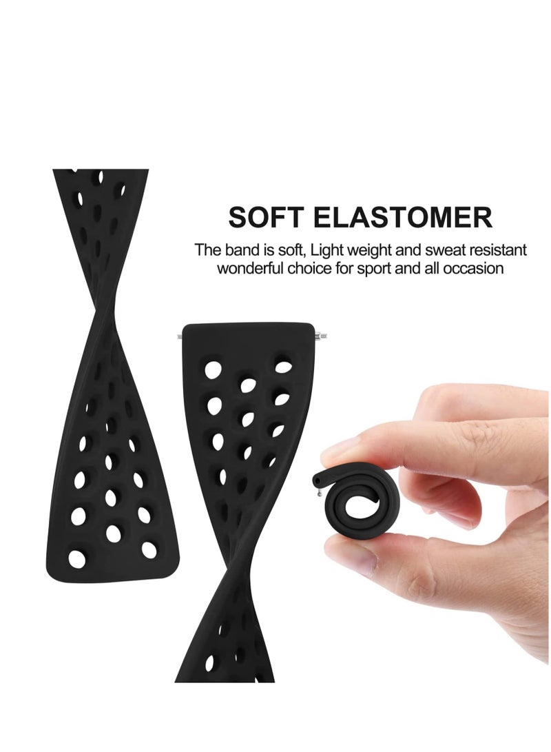 SYOSI Wristbands Soft Silicone Bands for Fitbit Versa 2 Straps Women and Men Breathable Replacement Large Black White Gray - Image 4