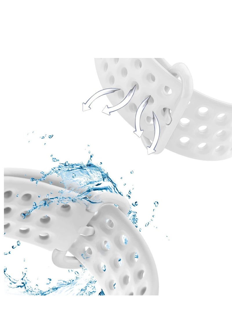 SYOSI Wristbands Soft Silicone Bands for Fitbit Versa 2 Straps Women and Men Breathable Replacement Large Black White Gray - Image 3