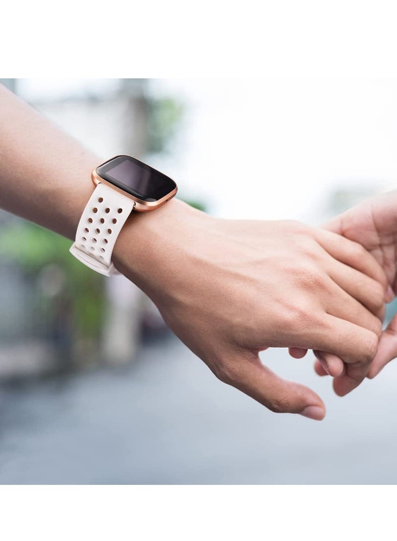 SYOSI Wristbands Soft Silicone Bands for Fitbit Versa 2 Straps Women and Men Breathable Replacement Large Black White Gray - Image 2