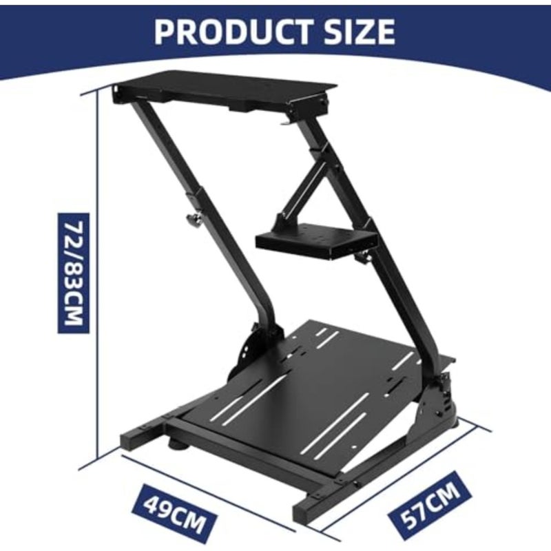 Height Adjustable Racing Wheel Stand for Logitech G25/G27/G29/G920 1 unit, gamers and sim racers, sturdy steel frame, ergonomic tilt and height adjustment, black, foldable design - Image 2