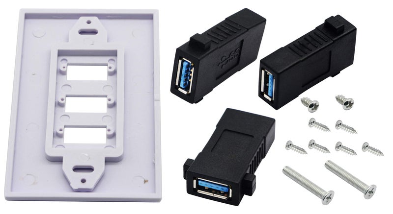 zdyCGTime 3 USB 3.0 A Wall Plate USB Component Composite Wall Data Transmission and Charger Outlet Mount Socket Face Plate Panel Cover White(3 USB A 3.0) - Image 5