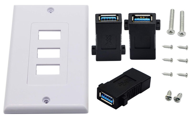 zdyCGTime 3 USB 3.0 A Wall Plate USB Component Composite Wall Data Transmission and Charger Outlet Mount Socket Face Plate Panel Cover White(3 USB A 3.0) - Image 4