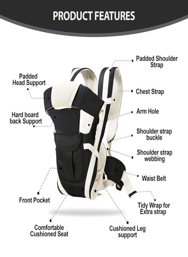 Everstep Bag/Adjustable Hands Free 4 in 1 Baby/Baby sefty Belt/Child Safety Strip/Baby Sling Carrier Bag/Baby Back Carrier Bag Front Carry Facing (Black01) - Image 2