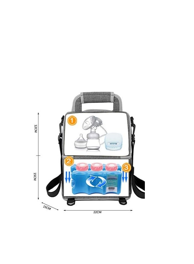 GUDOO Waterproof Breast Milk Baby Bottle Cooler Bag Rucksack Portable Thermal Insulated Lunch Box Large Capacity Handbag Baby Milk Bag Freezer for Work Mommy Women Men  - Image 5