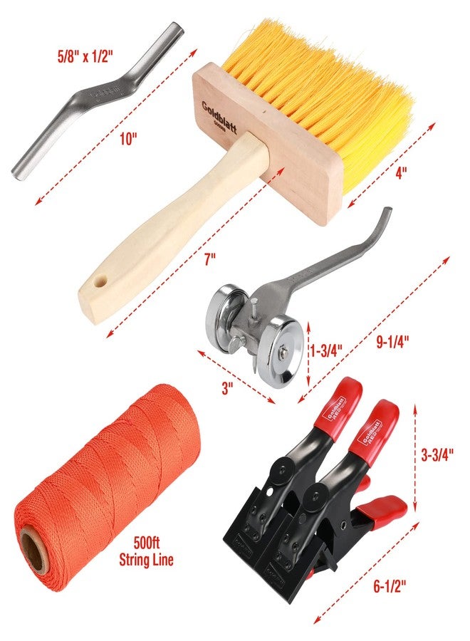 Goldblatt 12PC Masonry Hand Tool Set Organized in Tool Bag - Philadelphia/Pointing/Margin/Tuck Pointing Trowel, Skate Wheel Joint Raker, Convex Brick Jointer, String Line & Jag-clamp, Masonry Brush - Image 3