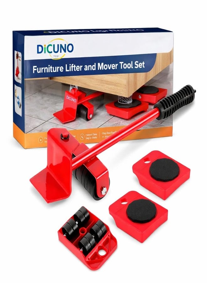 DiCUNO Furniture Lifter and Mover Tool Set with Wheels, Heavy Duty Furniture Moving Rollers, Appliance & Fridge Shifter Tool, Easy Home Furniture Shifting Kit for Heavy Loads (Red, Medium) - Image 1