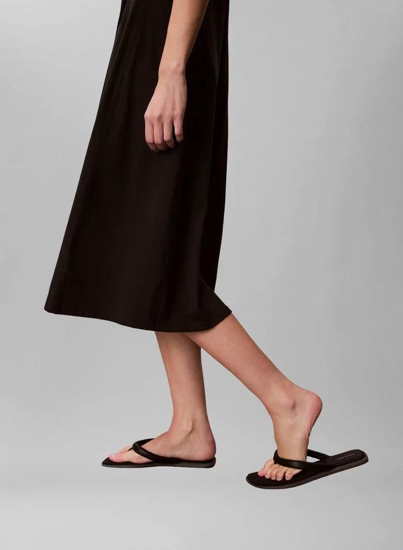 Calvin Klein Jeans black Scoop Neck Flared Midi Dress for Women | Best Price UAE