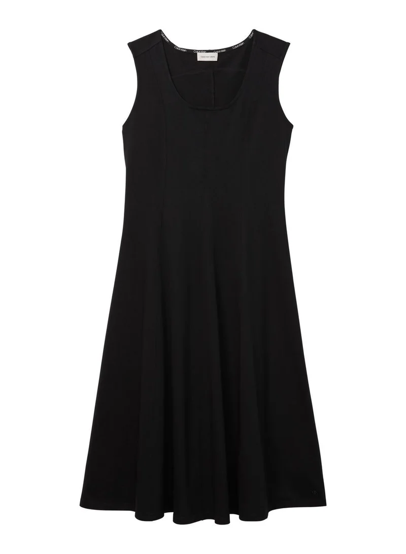 Calvin Klein Jeans black Scoop Neck Flared Midi Dress for Women | Best Price UAE
