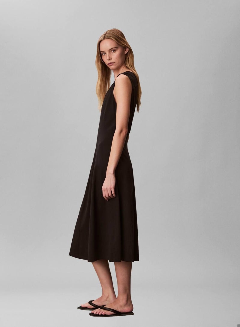 Calvin Klein Jeans Scoop Neck Flared Midi Dress - Image 5