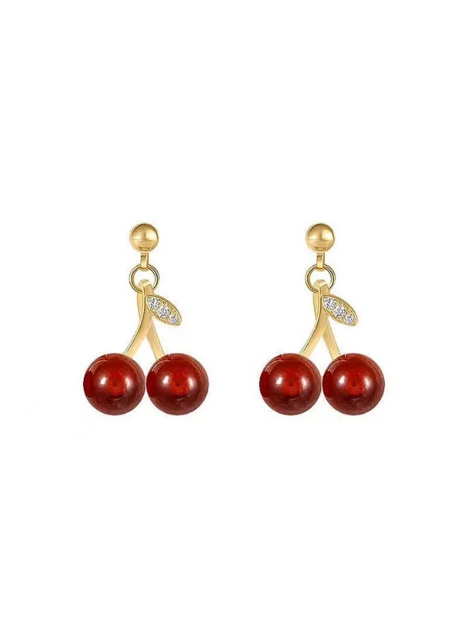 Goolsky أقراط الكرز الأحمر الصيفية – أقراط رينستون بسيطة، أقراط موضة عصرية وجميلة 2025 - Image 1