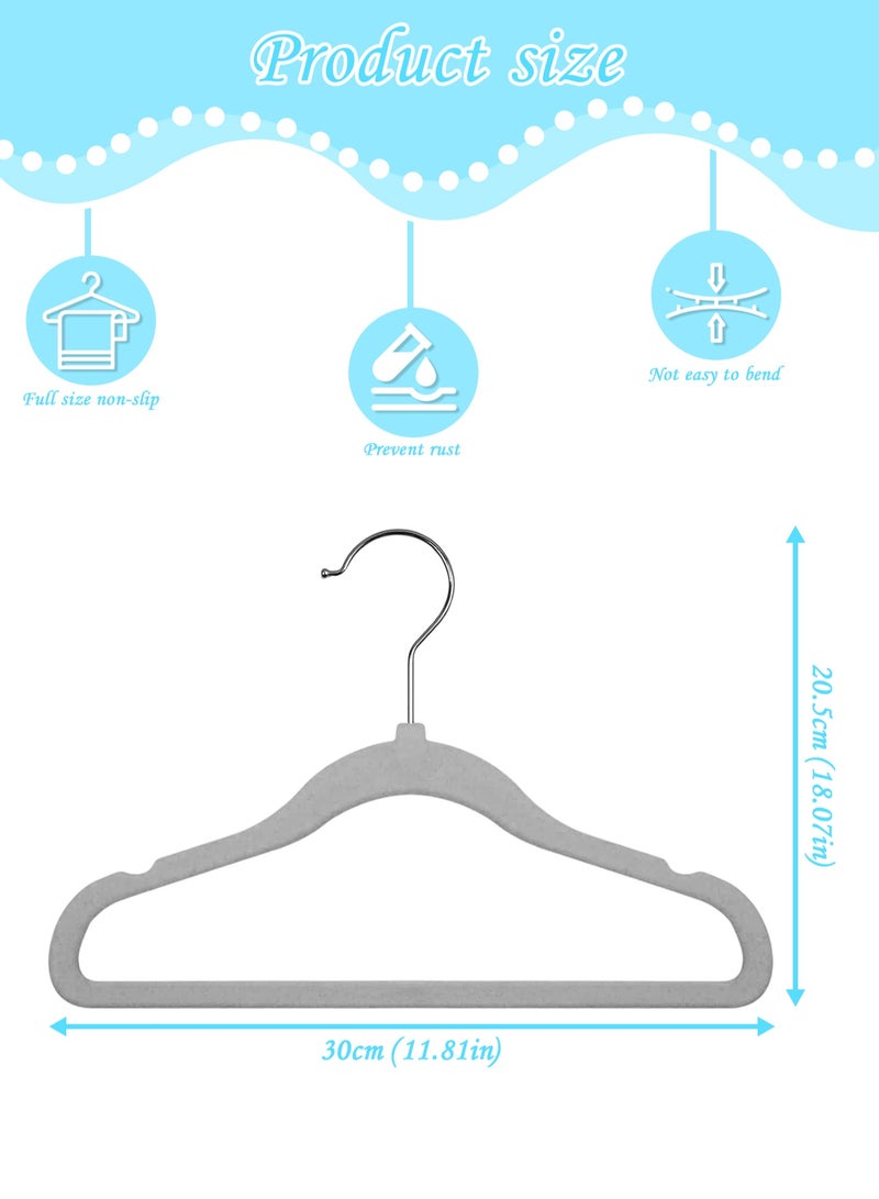 Rightsure Baby Clothes Hangers, Kids Velvet Hangers, Baby Toddler Kids Hangers With Swivel 360 Hook, Notched Shoulder Design For Children Clothes, Sturdy&Durable Clothes Hangers 30 Pack (gray) - Image 2