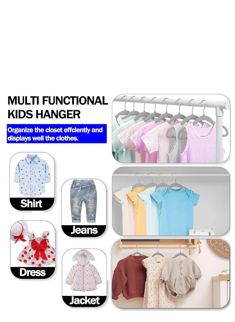 Rightsure Baby Clothes Hangers, Kids Velvet Hangers, Baby Toddler Kids Hangers With Swivel 360 Hook, Notched Shoulder Design For Children Clothes, Sturdy&Durable Clothes Hangers 30 Pack (gray)  - Image 2