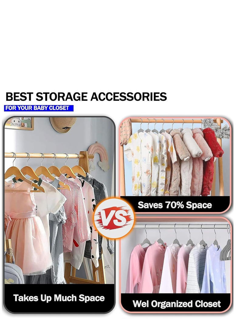 Rightsure Baby Clothes Hangers, Kids Velvet Hangers, Baby Toddler Kids Hangers With Swivel 360 Hook, Notched Shoulder Design For Children Clothes, Sturdy&Durable Clothes Hangers 30 Pack (gray)  - Image 3