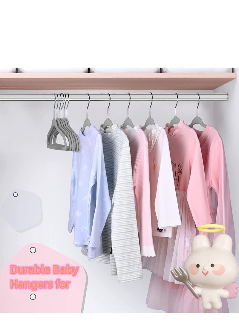 Rightsure Baby Clothes Hangers, Kids Velvet Hangers, Baby Toddler Kids Hangers With Swivel 360 Hook, Notched Shoulder Design For Children Clothes, Sturdy&Durable Clothes Hangers 30 Pack (gray)  - Image 4