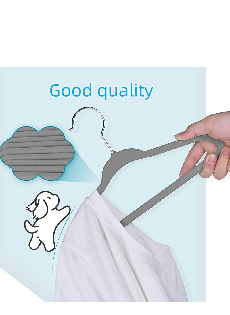 Rightsure Baby Clothes Hangers, Kids Velvet Hangers, Baby Toddler Kids Hangers With Swivel 360 Hook, Notched Shoulder Design For Children Clothes, Sturdy&Durable Clothes Hangers 30 Pack (gray)  - Image 5