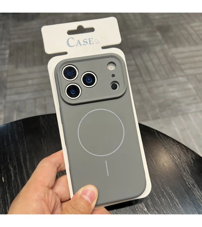 Khaki Magnetic Phone Case for iPhone 14 Raised Lens Protection Smooth Edges - Image 1