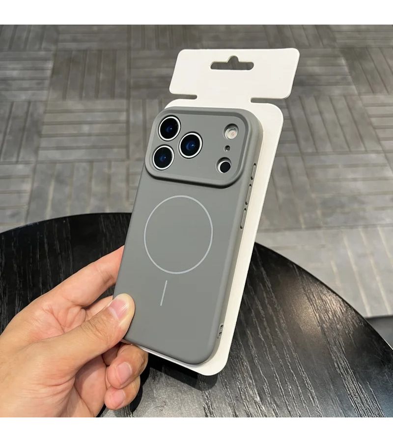 Khaki Magnetic Phone Case for iPhone 14 Raised Lens Protection Smooth Edges - Image 3