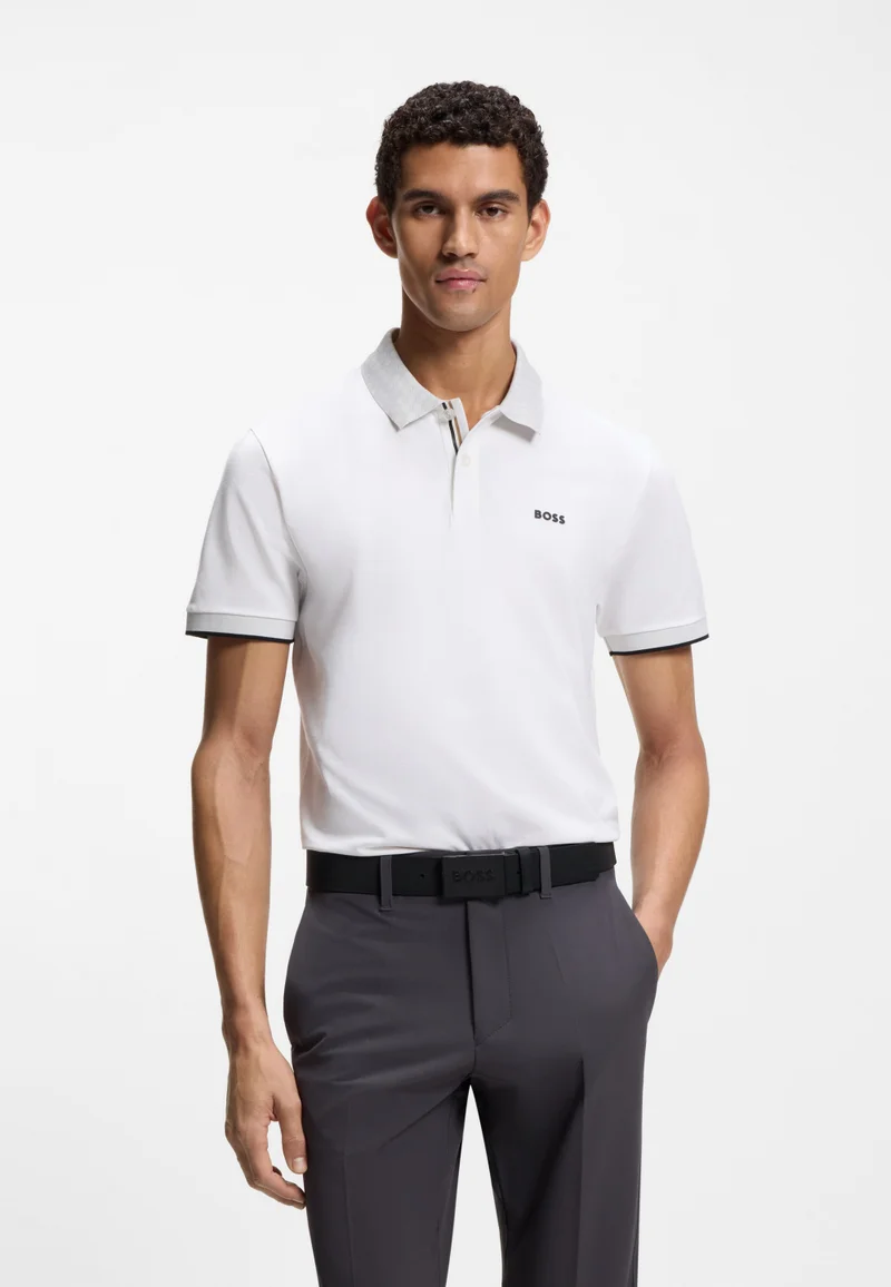 بوس Paddy polo shirt in stretch cotton with moisture management