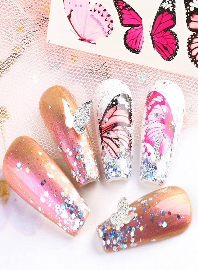 Vezocim Big Butterfly Nail Art Stickers Decals, 3D Large Butterflies Nail Self-Adhesive Sticker Designs, Black Pink Blue Colorful Butterflies Nail Transfer Decal Supplies for Women Girls Manicure Decorations - Image 3