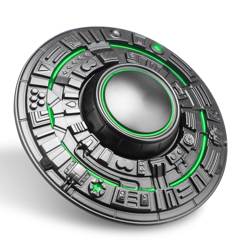 Anzmtosn Cool Spaceship Fidget Spinners Metal UFO Model Finger Hand Spinner Stress Desk Fidget Toys Gift for Kids Adults Luminous Night Effects Exclusive Desk Spinning Top Prizes - Image 4