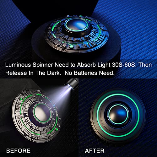 Anzmtosn Cool Spaceship Fidget Spinners Metal UFO Model Finger Hand Spinner Stress Desk Fidget Toys Gift for Kids Adults Luminous Night Effects Exclusive Desk Spinning Top Prizes - Image 5