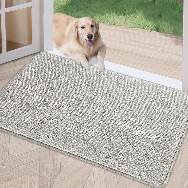 REFETONE Indoor Doormat Front Door Mat 32x48 Absorbent Rubber Backing Non Slip Back Door Mats Washable LowProfile Inside Floor Mat Door Rugs for Entryway Resist Dirt Mud Mat for Dogs Grey
