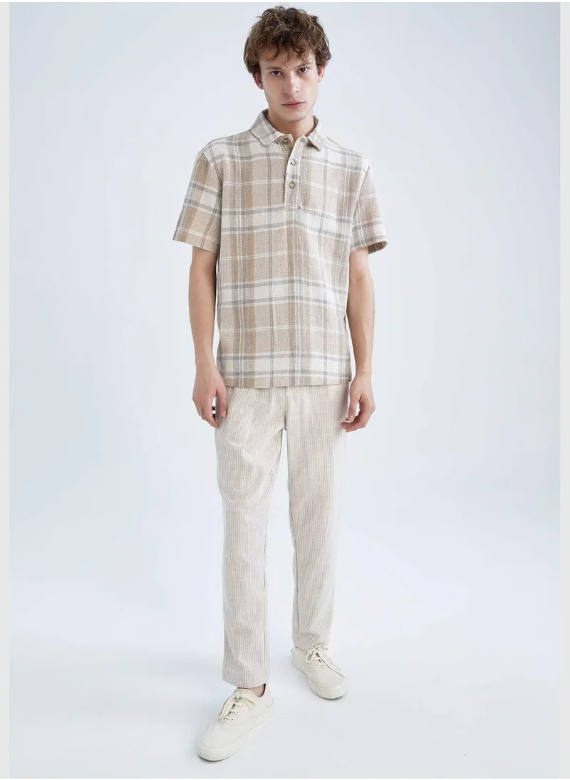 ديفاكتو Regular Fit Short Sleeve Check Print Shirt
