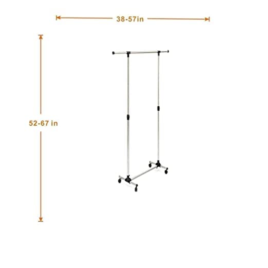 RAVIZAA Stainless Steel Single Pole Telescopic Movable Portable Clothes RackSilver - Image 5