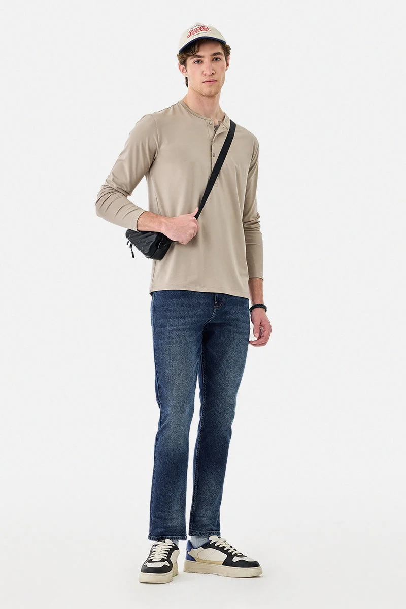 SNITCH Stretch Regular Fit Henley Collar T-Shirt