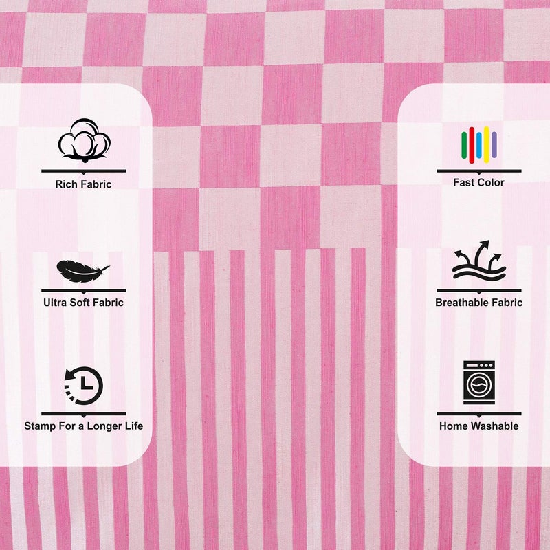 Victor Prima Checked Bedcover for Double Bed Poly Cotton 300 TC Bed Sheet/Bedspread with 2 Pillow Covers Easy Wash/Extra Soft Breathable/Fade Resistant - (90 X 100 Inch) - Image 5