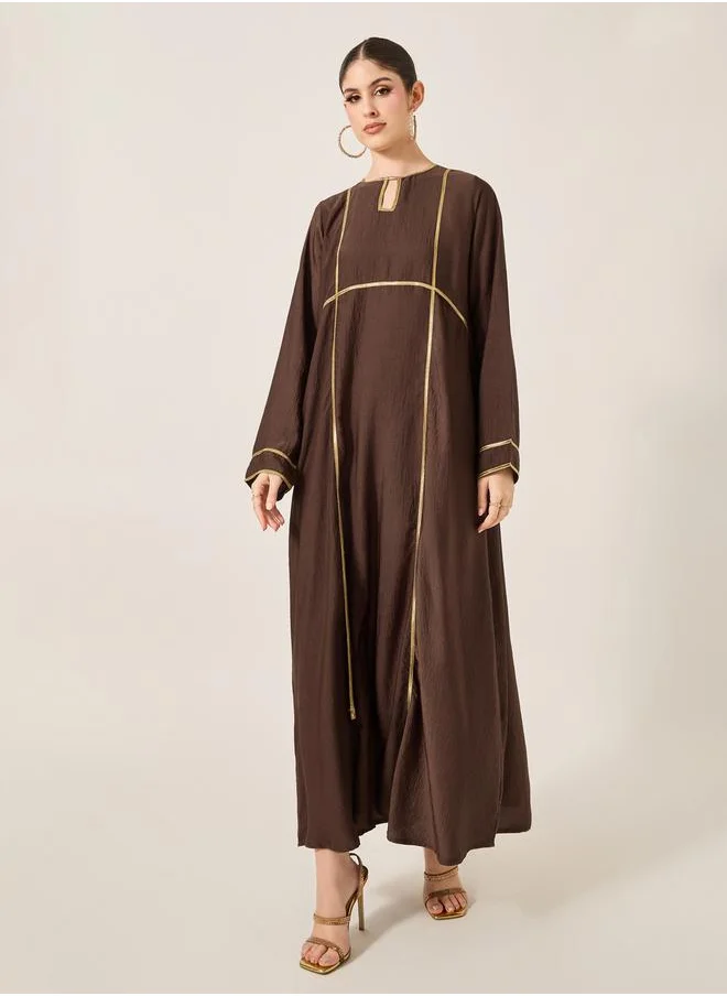 Styli Lace Detail Keyhole Neck A-Line Jalabyia