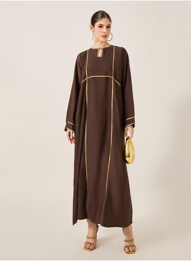 Styli Lace Detail Keyhole Neck A-Line Jalabyia  - Image 1