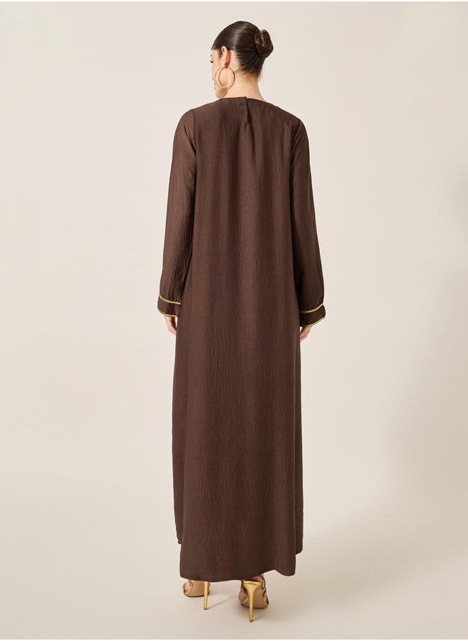 Styli Lace Detail Keyhole Neck A-Line Jalabyia  - Image 5