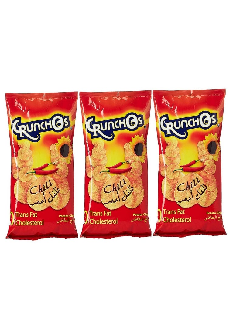Crunchos رقائق البطاطس الحارة 125 جرام عبوة من 3