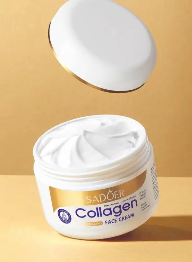 SADOER Collagen Face Cream 100g Pure Natural Active Collagen 10X Collagen Content Anti Aging Moisturizer for Face Firming Hydrating Wrinkle Care - Image 1