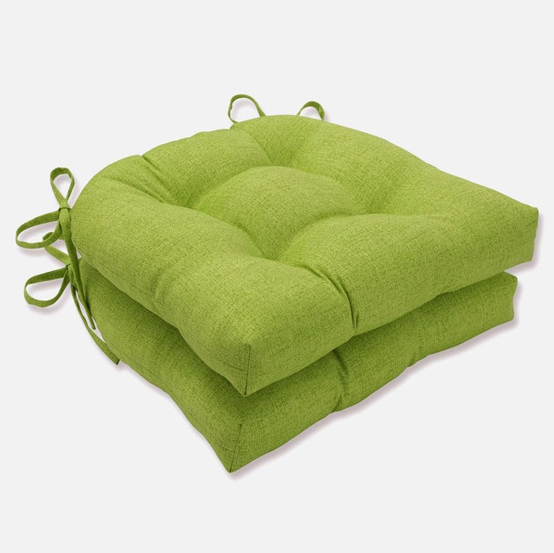 Pillow Perfect Pompeii Solid IndoorOutdoor Reversible Patio Chairpad with Ties Weather and Fade Resistant 155 x 16 Green 2 Count
