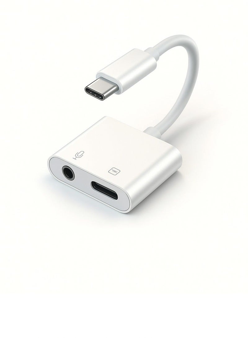 محول USB‑C إلى AUX بمقاس 3.5 ملم + شحن PD – صوت عالي الدقة – توافق عالمي مع USB‑C - Image 1