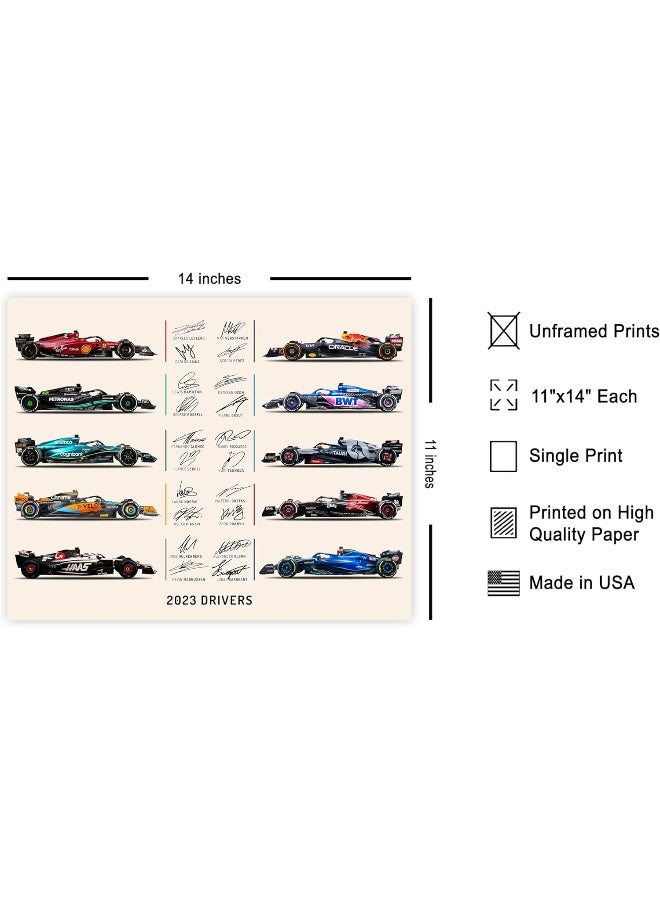 Poster Master 2023 Drivers Poster - Cars & Drivers Signatures Print - Sports Art - Car Racing Art - Gift For Men, Women & Car Enthusiast - Decor For Garage, Dorm Or Office - 11X14 Unframed Wall Art - Image 2