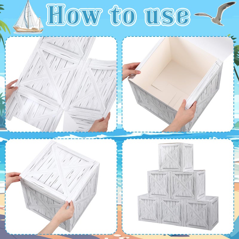 JellyArch 16 Pcs Nautical Party Decorations Nautical Pirate Party Decor Imitation Wooden Box Sea You Soon Baby Shower Decoration Adventure Birthday Photo Booth Props - Image 3