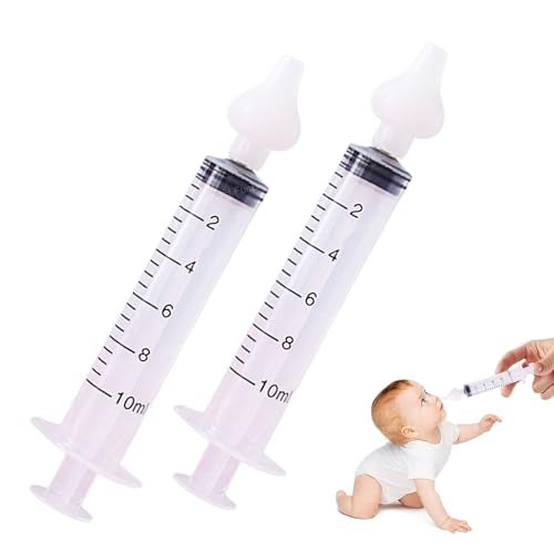 FunBlast Nasal Syringe for Kids – Set of 2 Pcs Infant Mucus Removal, Silicone Nasal Aspirator, 10 ML Nose Cleaner Syringe for Baby, Toddler, Nasal Irrigator for Baby (White) - Image 1